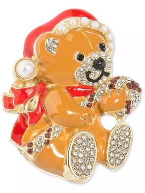 Holiday Lane Santa Teddy Bear Brooch